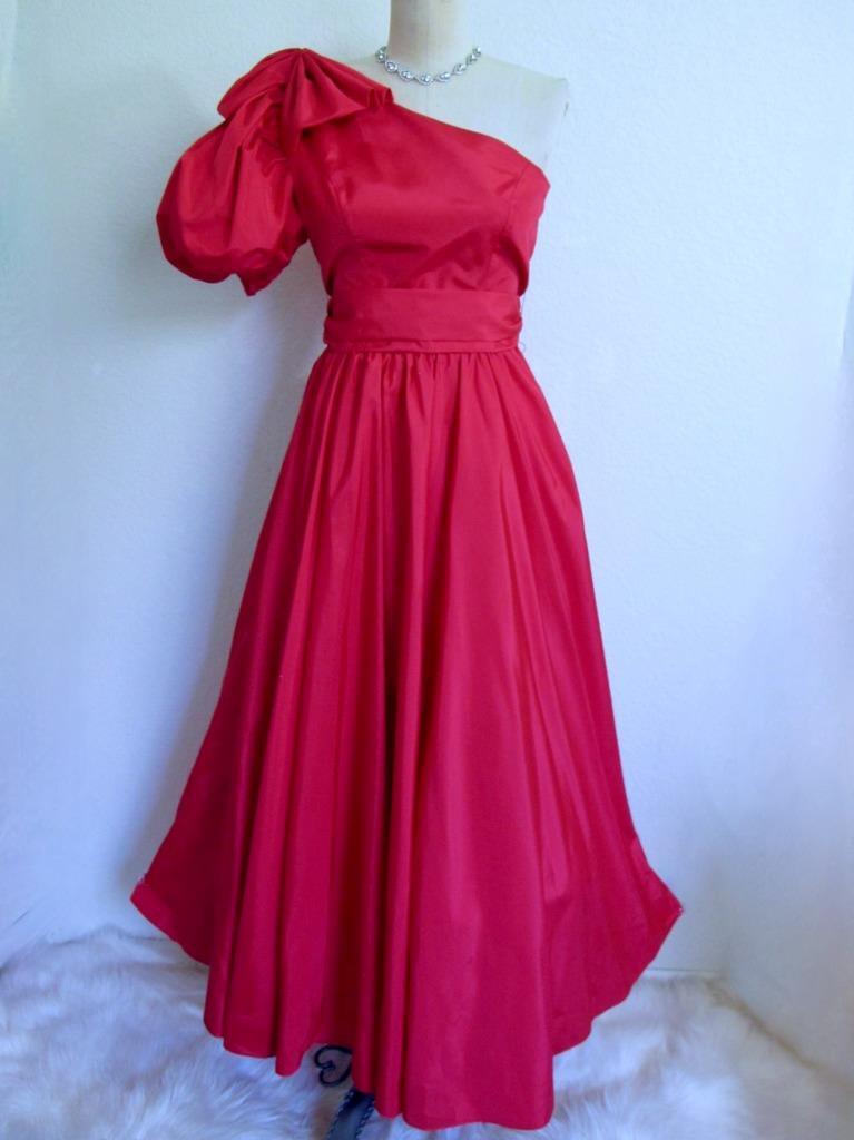 Vintage What's UP by Carol Evening Dress Formal XS Red Taffeta