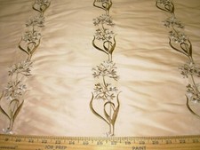 4 YDS 100 SILK FLORAL EMBROIDERED ELEGANT DRAPERY UPHOLSTERY FABRIC FOR LESS
