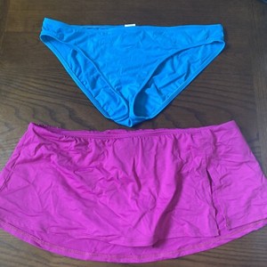 La Blanca Swim Bikini Bottom Blue Pink/Magenta Skirt 14 Lot Of 2