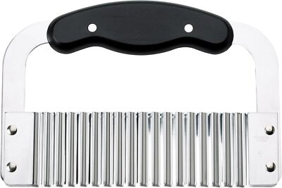 HIC Kitchen Crinkle-Cut Wave Slicer French Fry Vegetable Cutter, Black Handle 