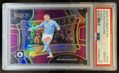 2023-24 Select Premier League Erling Haaland Purple Field Level #/149 PSA 10