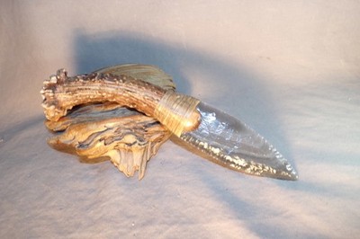 Gray Obsidian Paleo Knife Flint Knapping Black Powder Mountain Man