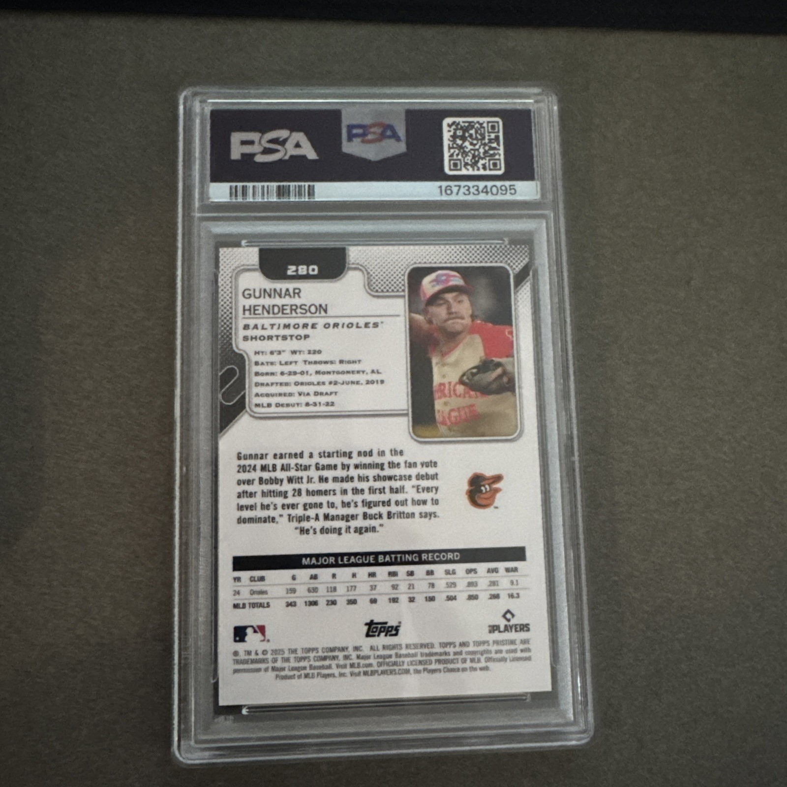 2023 Topps Pristine Gunnar Henderson 230 Gold Refractor /50 PSA 10 Orioles view 2