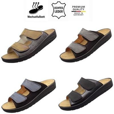 Algemare Herren Pantoletten Leder Hausschuhe 72612 Klett Wechselfußbett 39 47