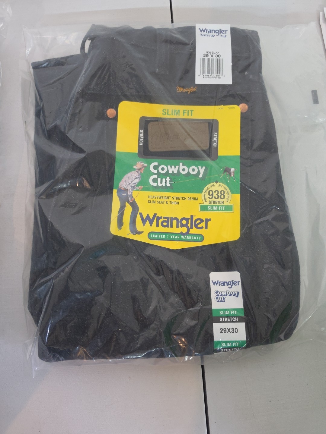 Wrangler Men Cowboy Cut Stretch Slim Fit Jeans 938BLK Black