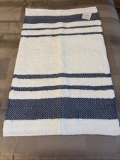 Hearth  Hand with Magnolia Striped Bath Rug 20x32 White/Blue Cotton