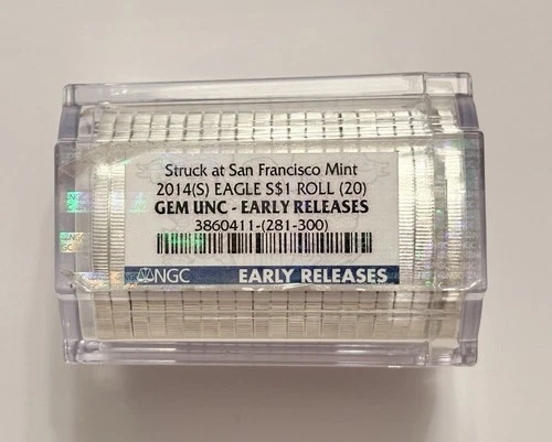 2014-S American Silver Eagle NGC GEM Unc Roll (20) - Early Releases - LOW MINT