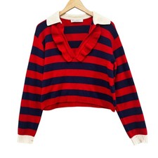 Philosophy di Lorenzo Serafini Sweater Womens Red Blue Stripe Cashmere Wool Sz 2