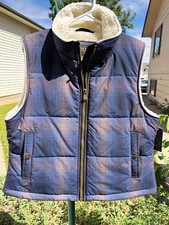 Pendleton Women  s L Blue Brown Plaid Puffer Vest Full Zip Lined New with Tags