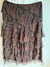 Vintage 1990s Lauren Ralph Lauren NWT 100 Silk Tiered Maxi Skirt - Size 16