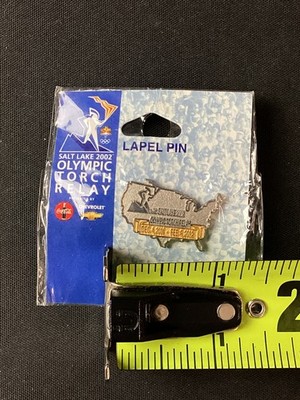 NEW! 2002 Salt Lake Winter Olympic Games Olympic Torch Relay US 1'' Pinback Pin