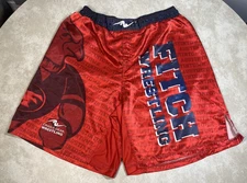 Cradle Gear Fitch Falcons OH Red Satin Wrestling Shorts Size XL No String