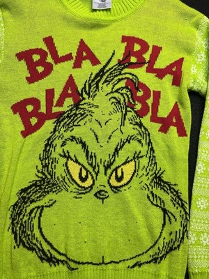 Acrylic Knit Sweater Featuring The Grinch And The Text BLA BLA BLA  Siz Xxs(00)
