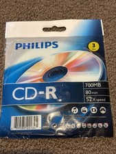 3 pack Philips CD-R 700MB 80min 52x Speed DISCS 80 minutes cd compact disc