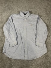 Ralph Lauren Classic Fit Men's Blue White Striped Button-Down 17 1/2, 32/33