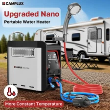 CAMPLUX 1lb Propane Water Heater & Pump Instant Hot Water for RV/Outdoor Washing