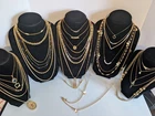 Vintage Gold Tone Jewelry Lot TRIFARI MONET AVON NAPIER MONET 32 Necklaces