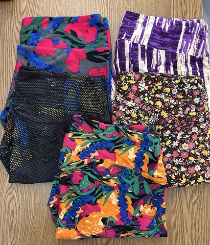 LuLaRoe Tall & Curvy Leggings Lot Of 5 With Two Long Shirts NWOT Never Worn