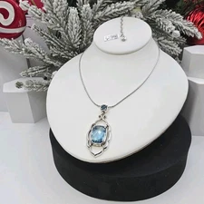 Brighton Loving Aqua True Colors Faceted Blue Crystal Pendant Necklace 18" NWT