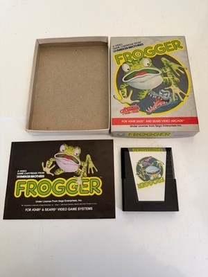 ATARI 2600 AND SEARS VIDEO ARCADE FROGGER GAME WITH BOX AND MANUAL WORKS
