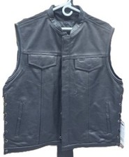 Men's Club Style Motorcycle Vest Leather and Denim - 182