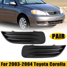 Pair Bumper Fog Light Cover ABS Black Left & Right For 2003-2004 Toyota Corolla