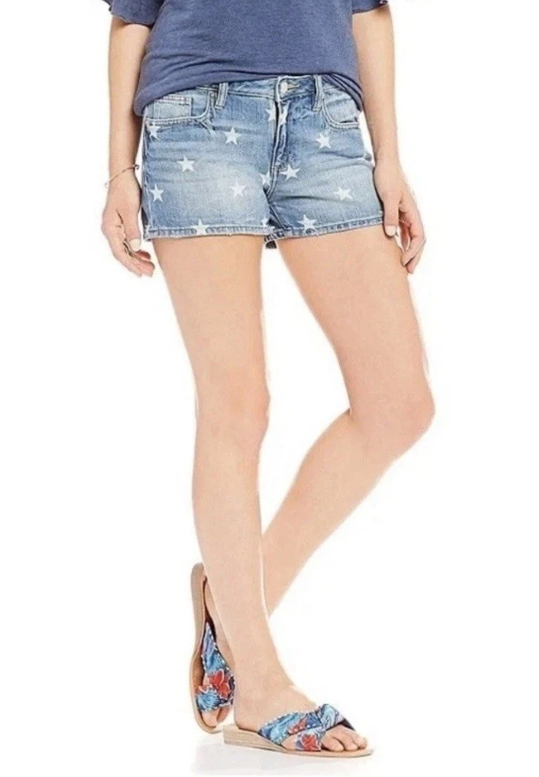New MISS ME Womens Denim Jean Shorts w/ Stars Print, Sexy Summer Sz 29, $74