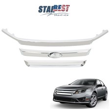 3pcs For Ford Fusion 2010-2012 Front Upper Grille Molding Trims Chrome Kit Set
