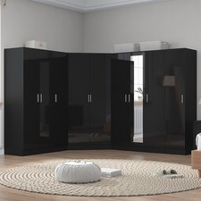 REFLECT Black Bundle - Corner, 3 Door Mirror, 3 Door Plain, 1dr Wardrobe