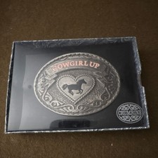 Crumrine Cowgirl Up Oval Western Belt Buckle Horse Heart Design