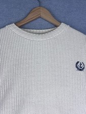 Vintage 80s Fisherman Cable Knit Sweater Cream Unisex USA Made Size L