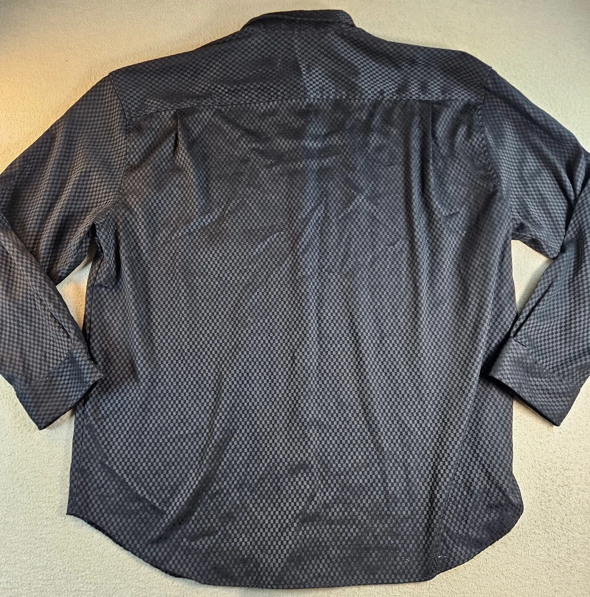 Camisa GUESS Jeans EE. UU. Para Hombres 4XL Negra Cuadros Y2K Manga Larga Abotonada