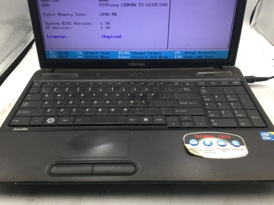 TOSHIBA SATELLITE C655-S5128 - BOOTS TO BIOS - INTEL I3 - 2GB RAM - READ DESC-BB - Image 3 of 4