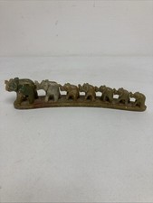 (RefJOHH) Elephants in a line onyx ornament 7 elephants 24cm long
