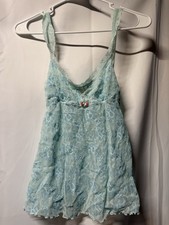 Vintage Victoria's Secret Angels Lace Babydoll Slip - Mint Blue - Size XS