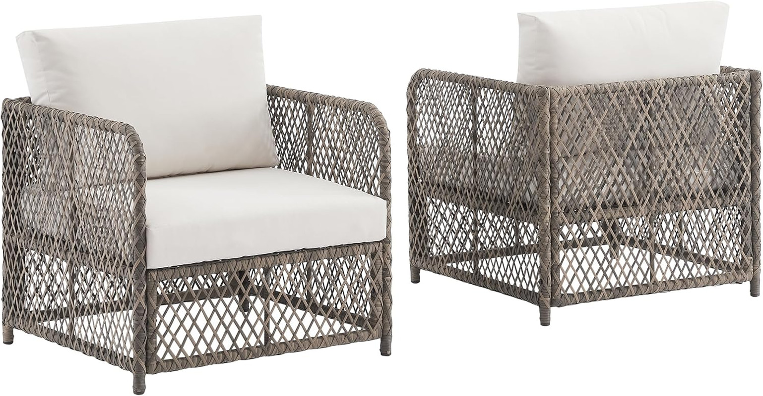 Set - 2 Creme Patio Chairs