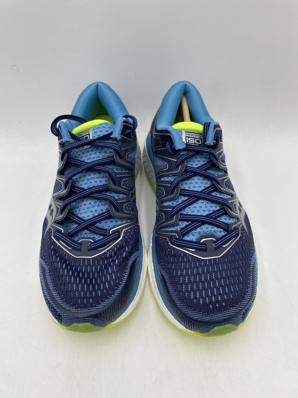 Saucony HURRICANE ISO 5 Women's NEW Road-running Shoes Navy/Citron Multi Sizes thumbnail 6