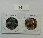 New Listing2015 P & D UNC Clad Kennedy Half Dollar Set in CB Flips -Free Shipping - B2