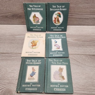 Vintage Beatrix Potter Books x6 Peter Rabbit Pocket Squirrel Nutkin F Warne Co
