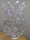 Vintage Large Murano Style Openwork Lattice Clear Glass Vase Hand Blown 11.75"