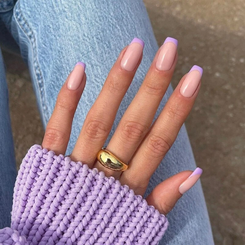 purple french nails