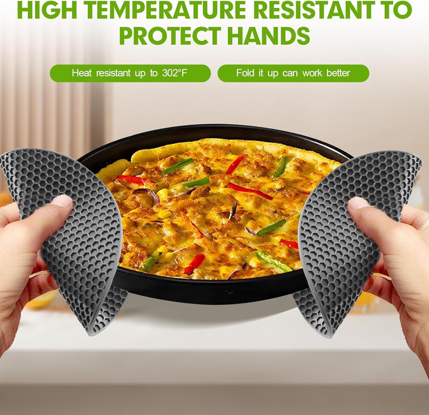 4 PCS Premium Silicone Trivet Mats, Food Grade Silicones, BPA Free, Versatile Si