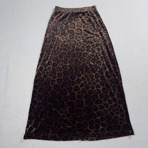 Maxi jupe femme Neiman Marcus imprimé léopard moyen velours mélangé marron guépard