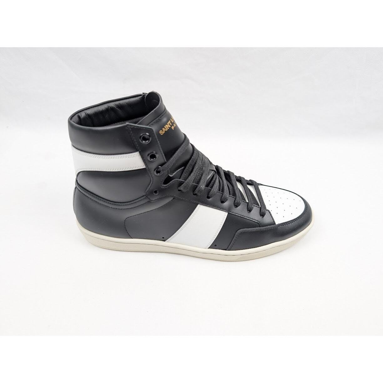 Sneakers alte Saint Laurent Paris SL10H effetto nero bianco nuove con etichette 41 5