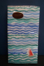 Caspari Triple-ply Paper Napkins, Sea Breeze 15 Blue, Green, White W/ Boats