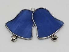 Stained Glass Suncatcher Bell Jingle Bells Ornament Blue Christmas Holiday