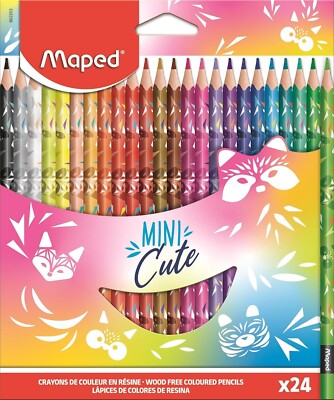 Maped Mini Cute Coloured Pencils - 24 Bright & Durable Colouring Pencils