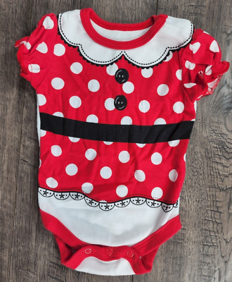 Baby Girl Disney Baby 0-3 Month Red Polka Dot Minnie Mouse Bodysuit - Main Image