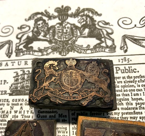 Three Printing Blocks: British Royal Coat of Arms/Scotsman/Scottish Highlander - Picture 2 of 4