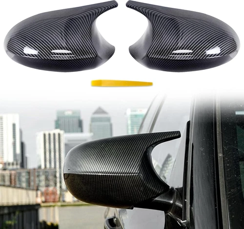 2x Carbon Fiber Print Mirror Replacement Cover Cap Fits 06-09 E90 E92 E93 E82